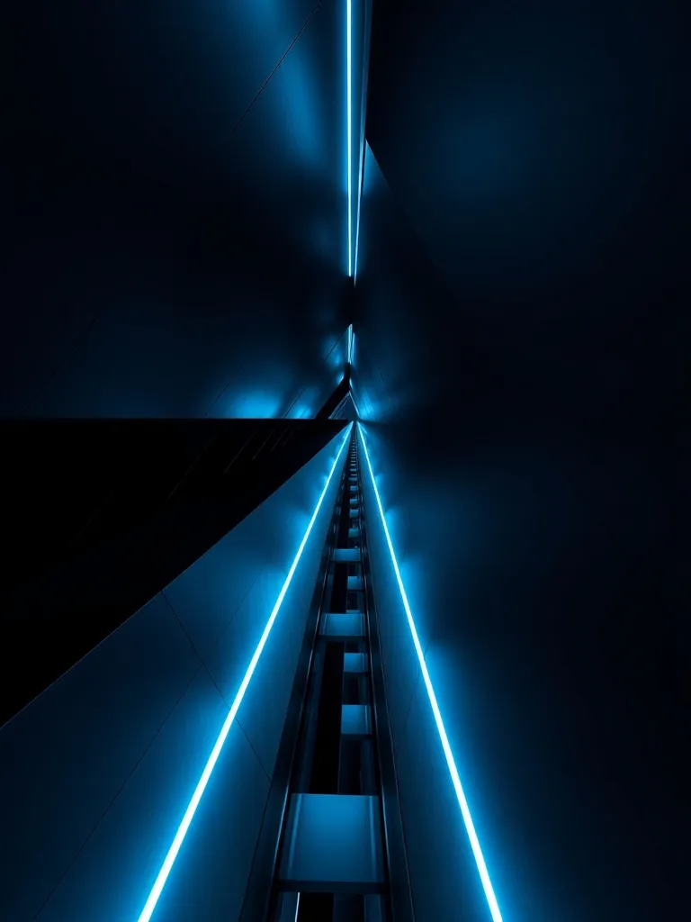 A high-contrast architectural abstract photo of modern dark